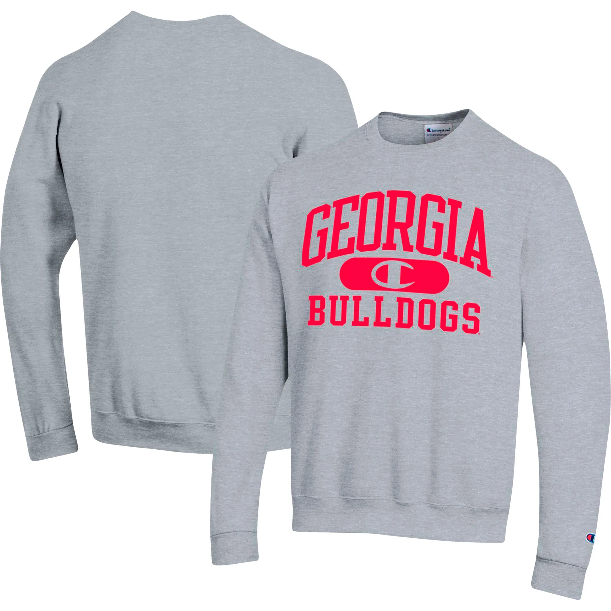 Men's Champion Heather Gray Georgia Bulldogs Arch Pill Sweatshirt