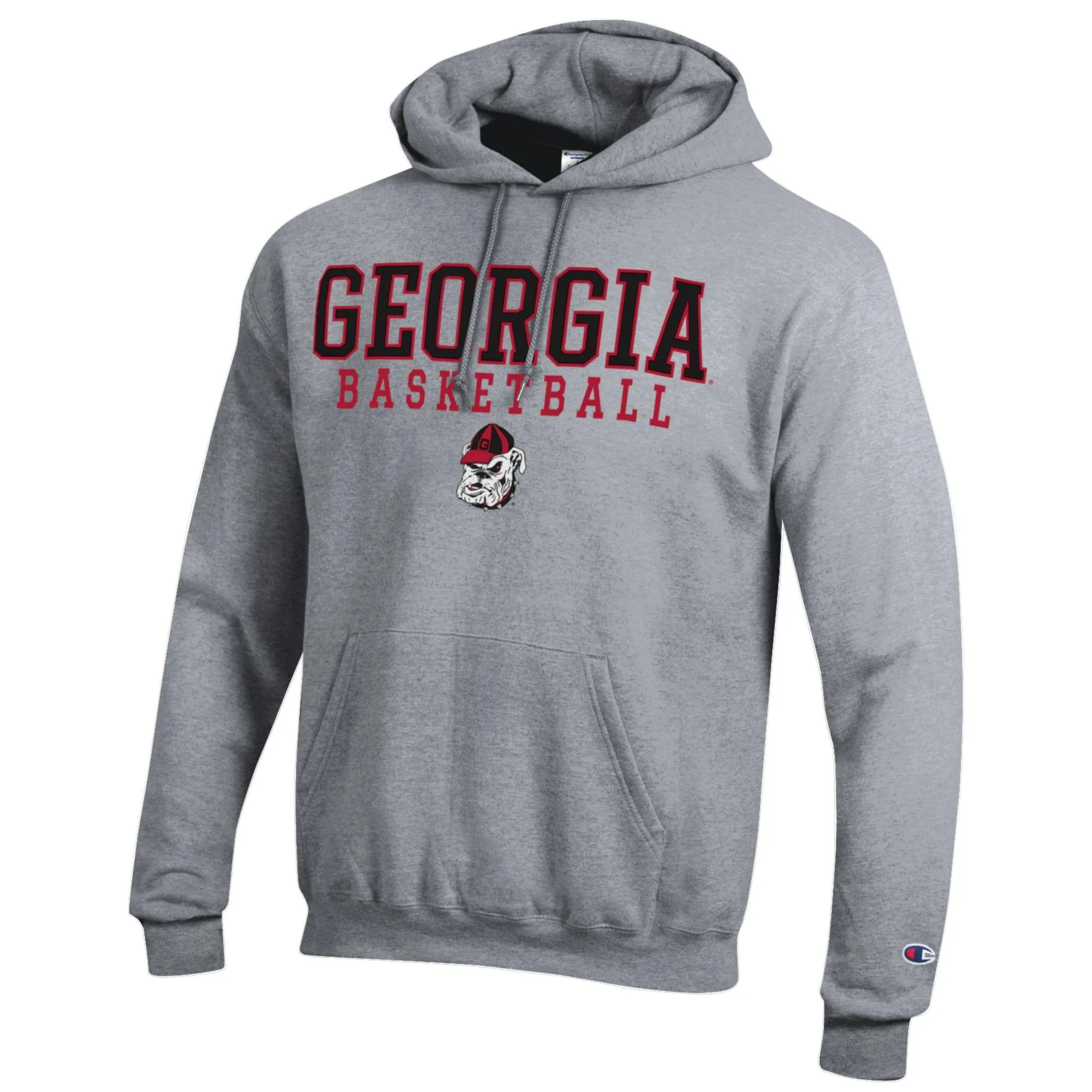 Men's Champion Heather Gray Georgia Bulldogs Basketball Stack Pullover Hoodie