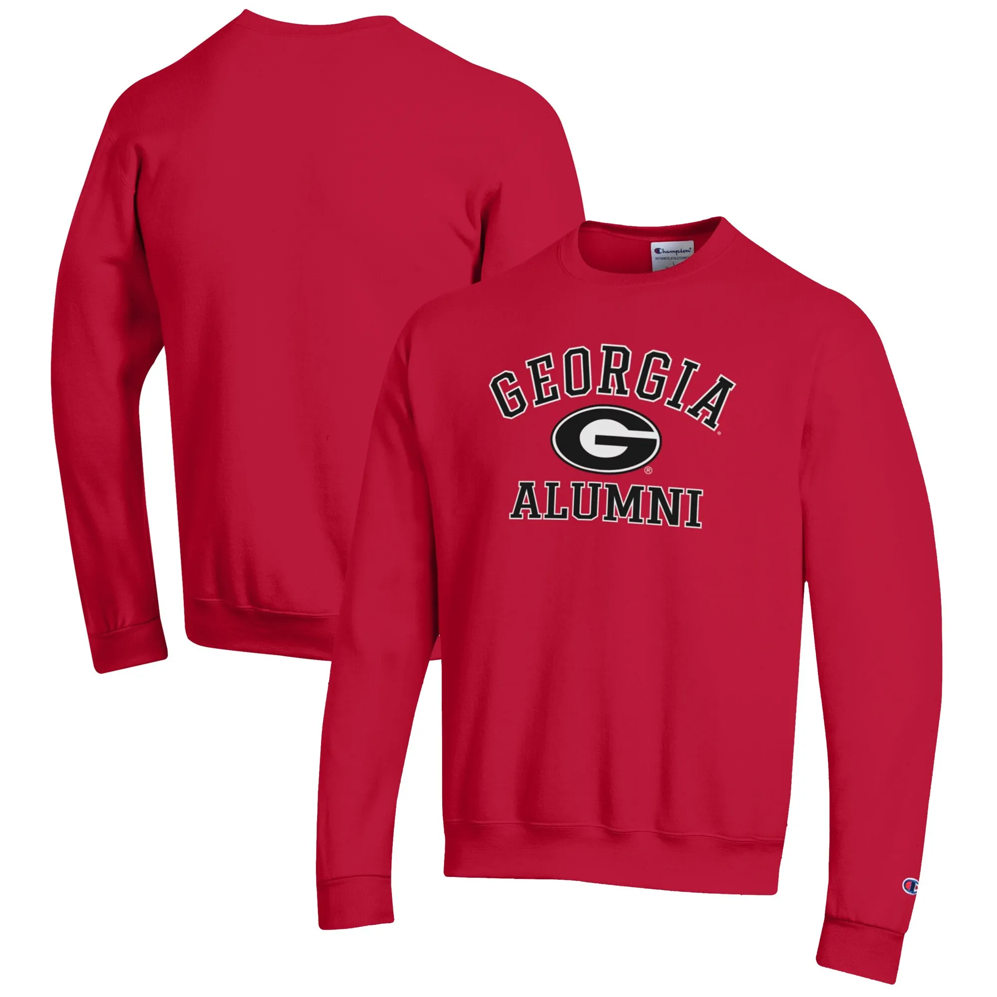 Men's Champion  Red Georgia Bulldogs Alumni Logo Arch Pullover Sweatshirt