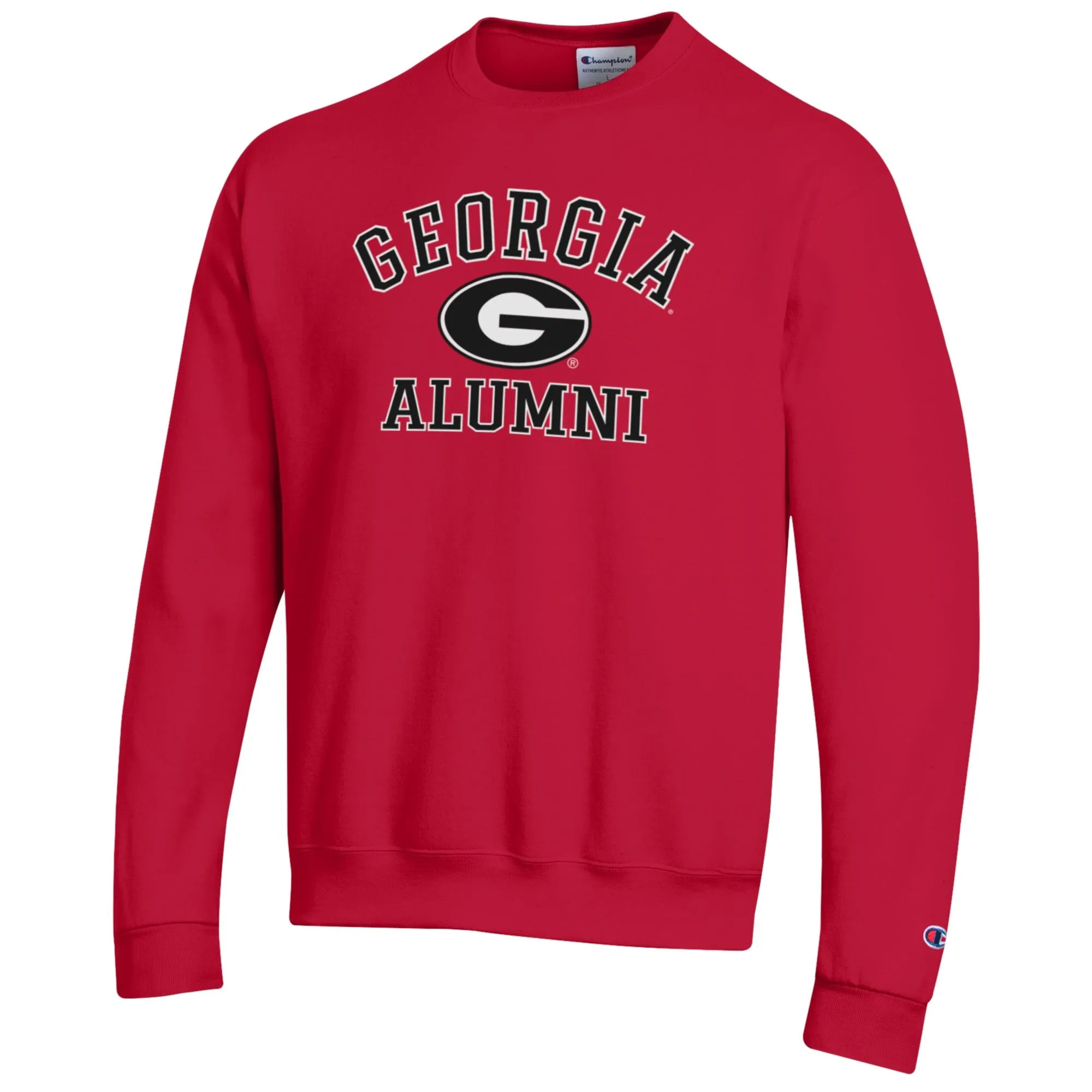 Men's Champion  Red Georgia Bulldogs Alumni Logo Arch Pullover Sweatshirt