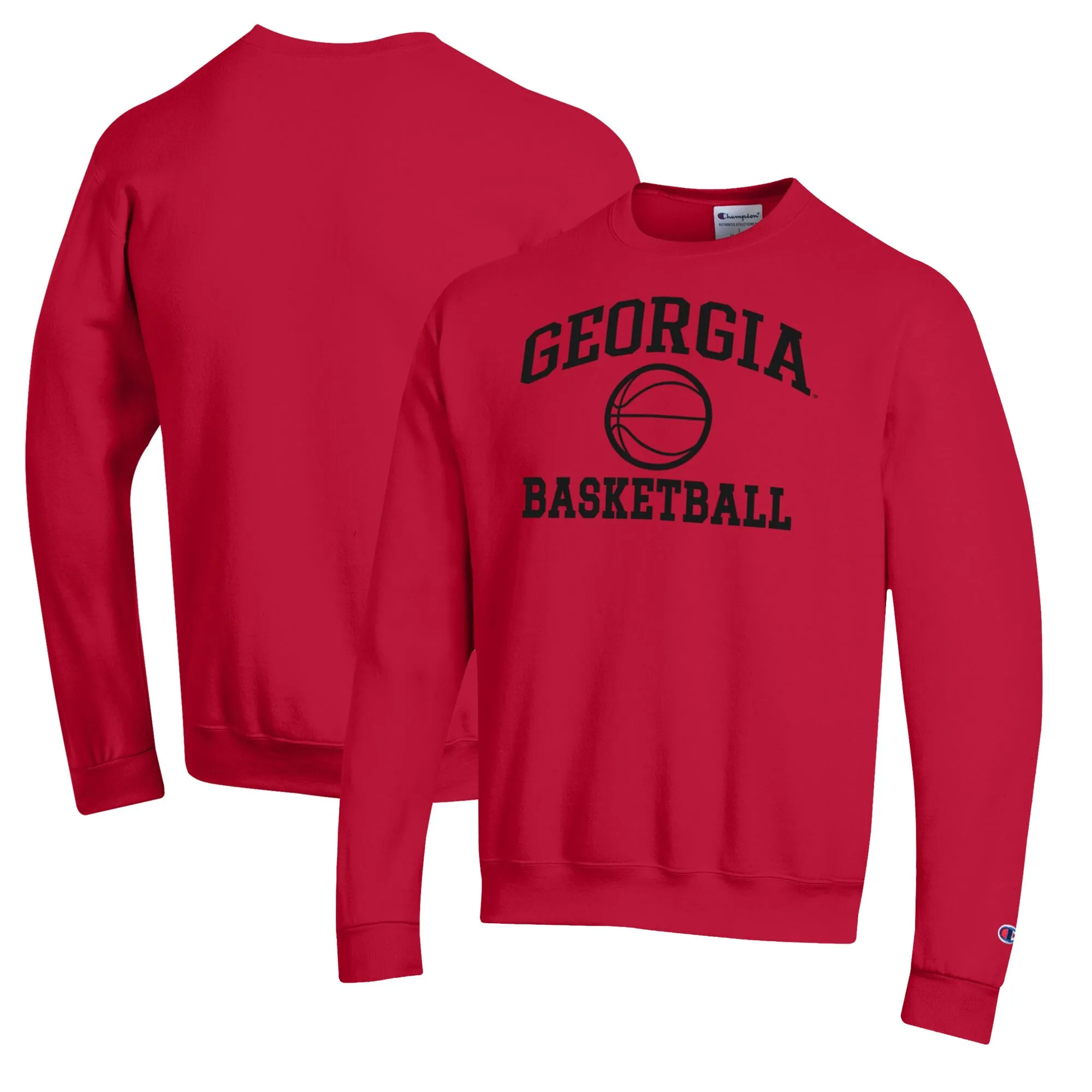 Men's Champion Red Georgia Bulldogs Basketball Icon Pullover Crewneck Sweatshirt