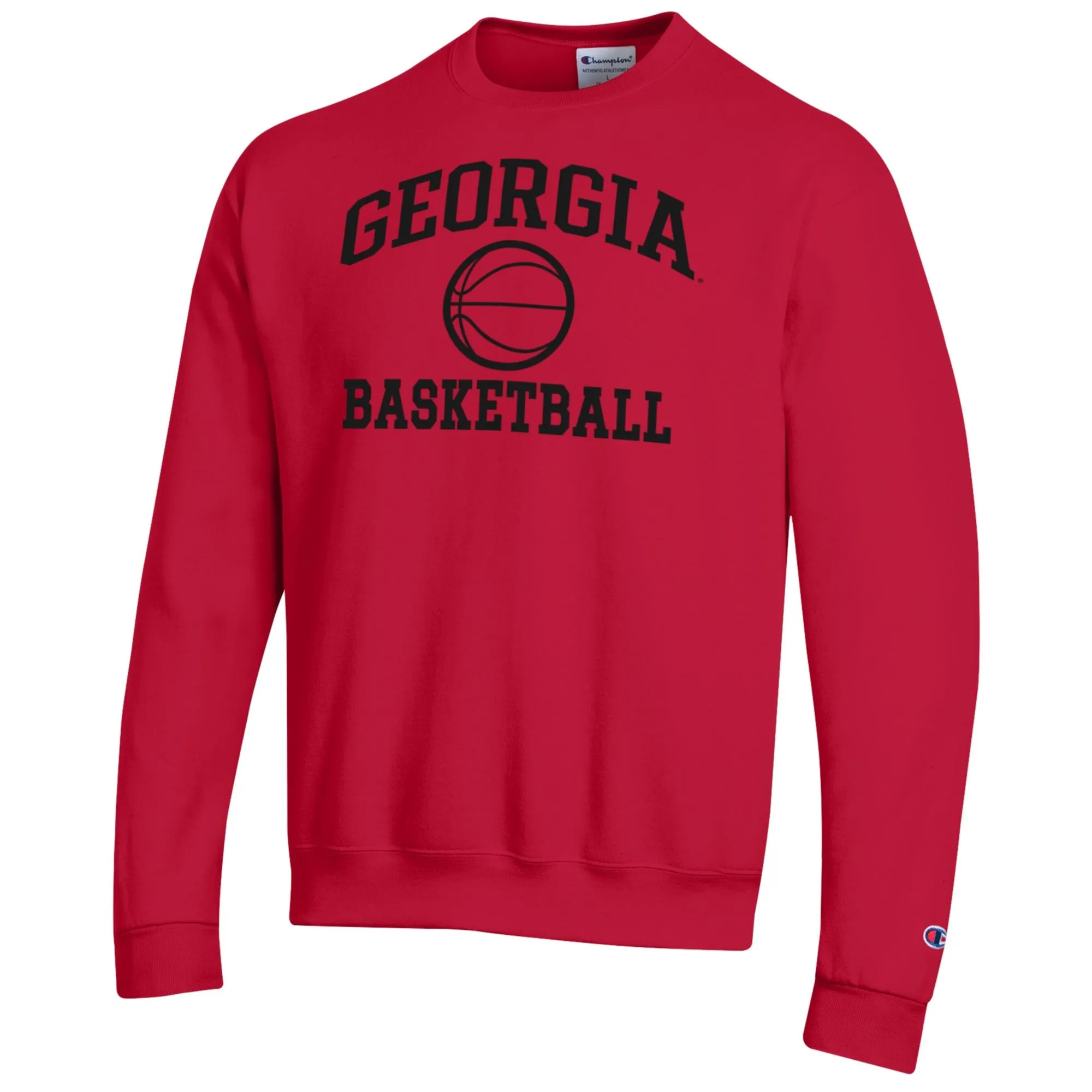 Men's Champion Red Georgia Bulldogs Basketball Icon Pullover Crewneck Sweatshirt