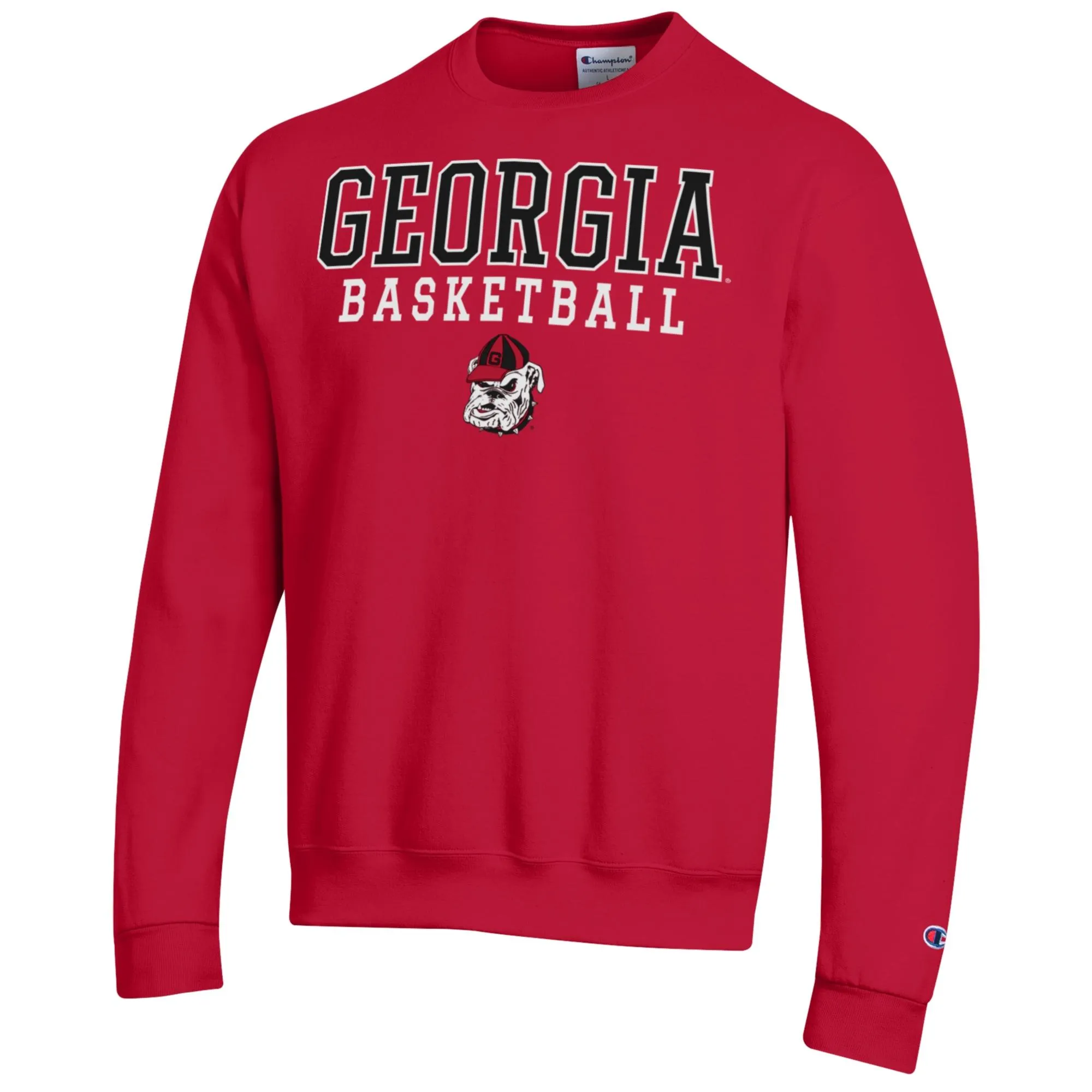 Men's Champion Red Georgia Bulldogs Basketball Stack Pullover Crewneck Sweatshirt