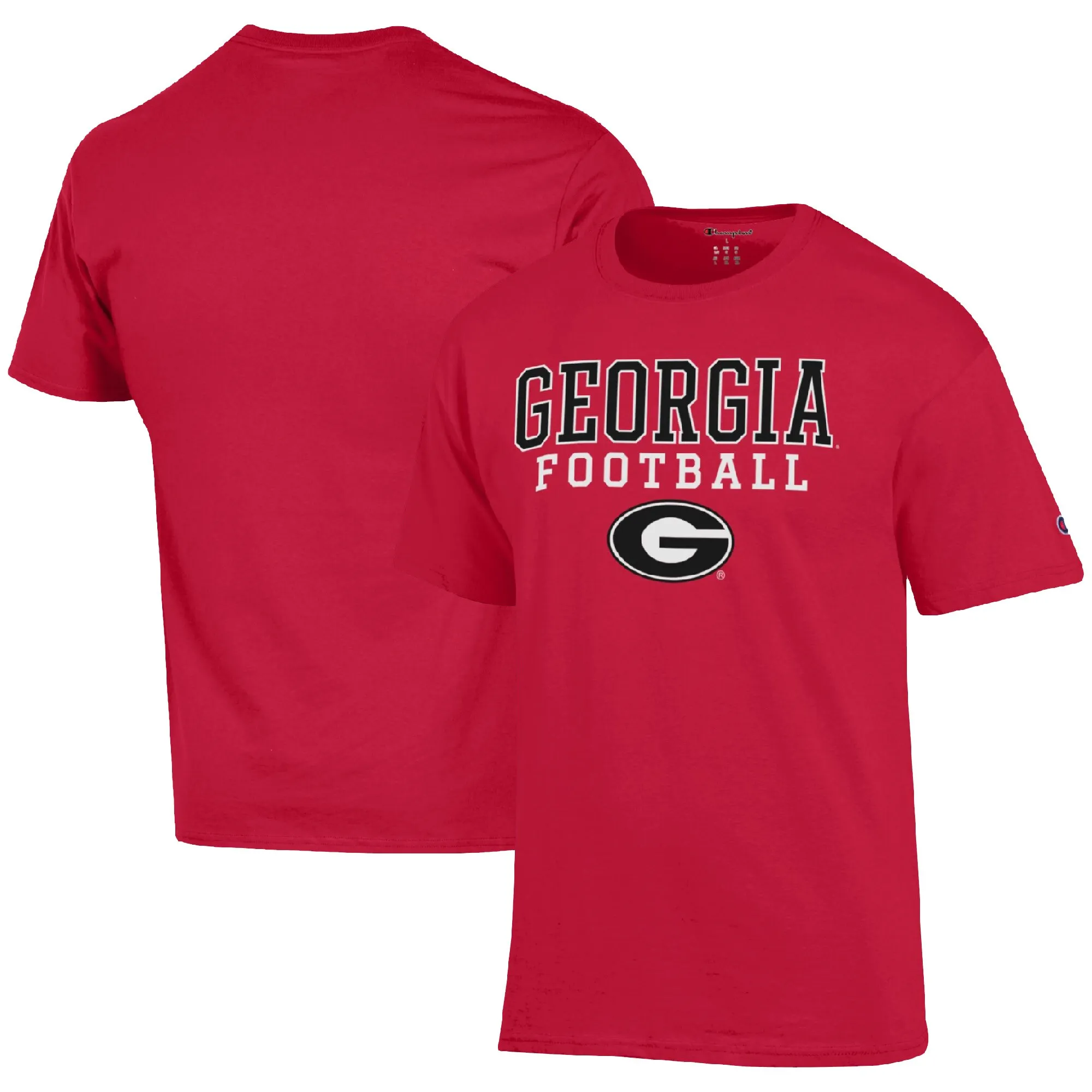 Men's Champion Red Georgia Bulldogs Football Stack  T-Shirt