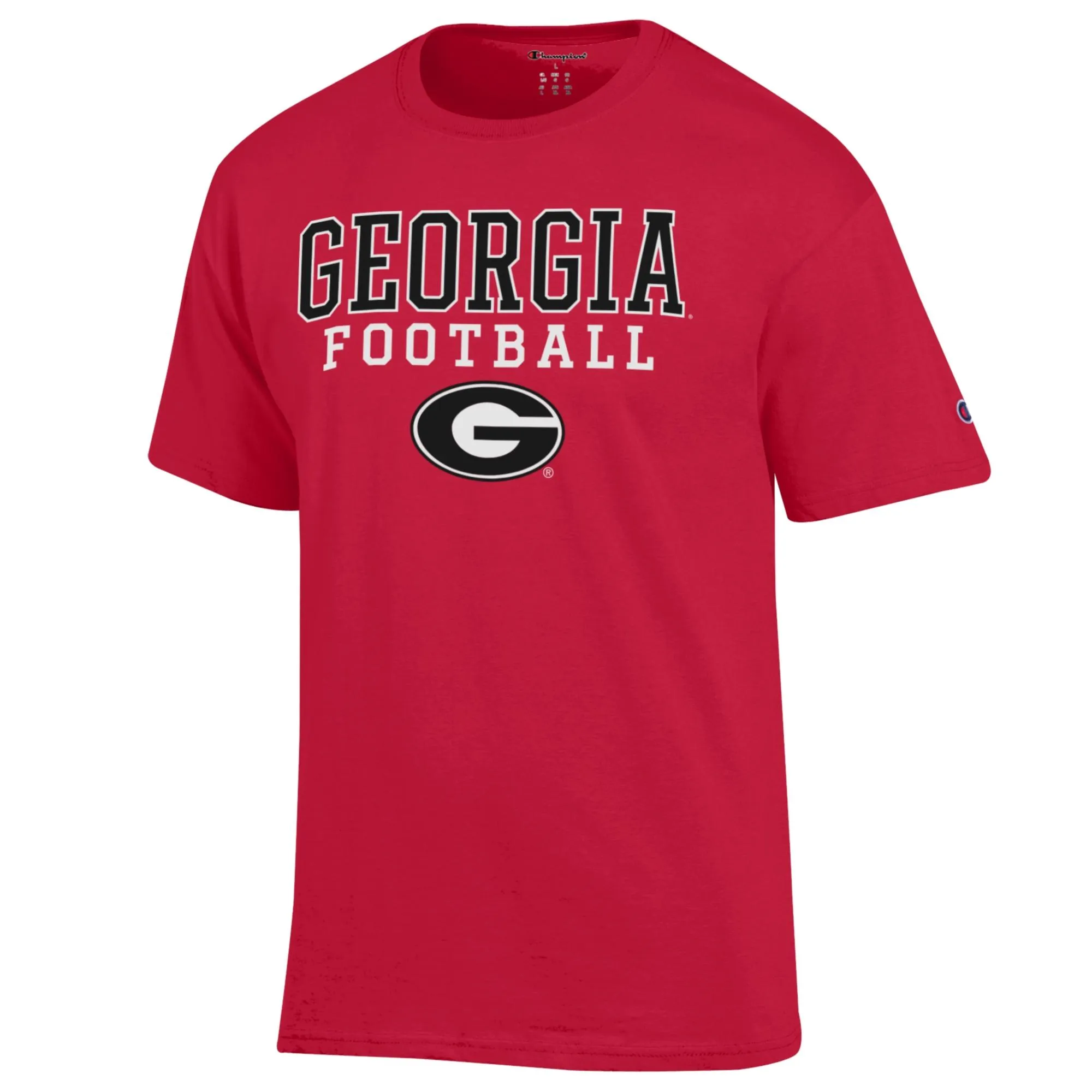 Men's Champion Red Georgia Bulldogs Football Stack  T-Shirt