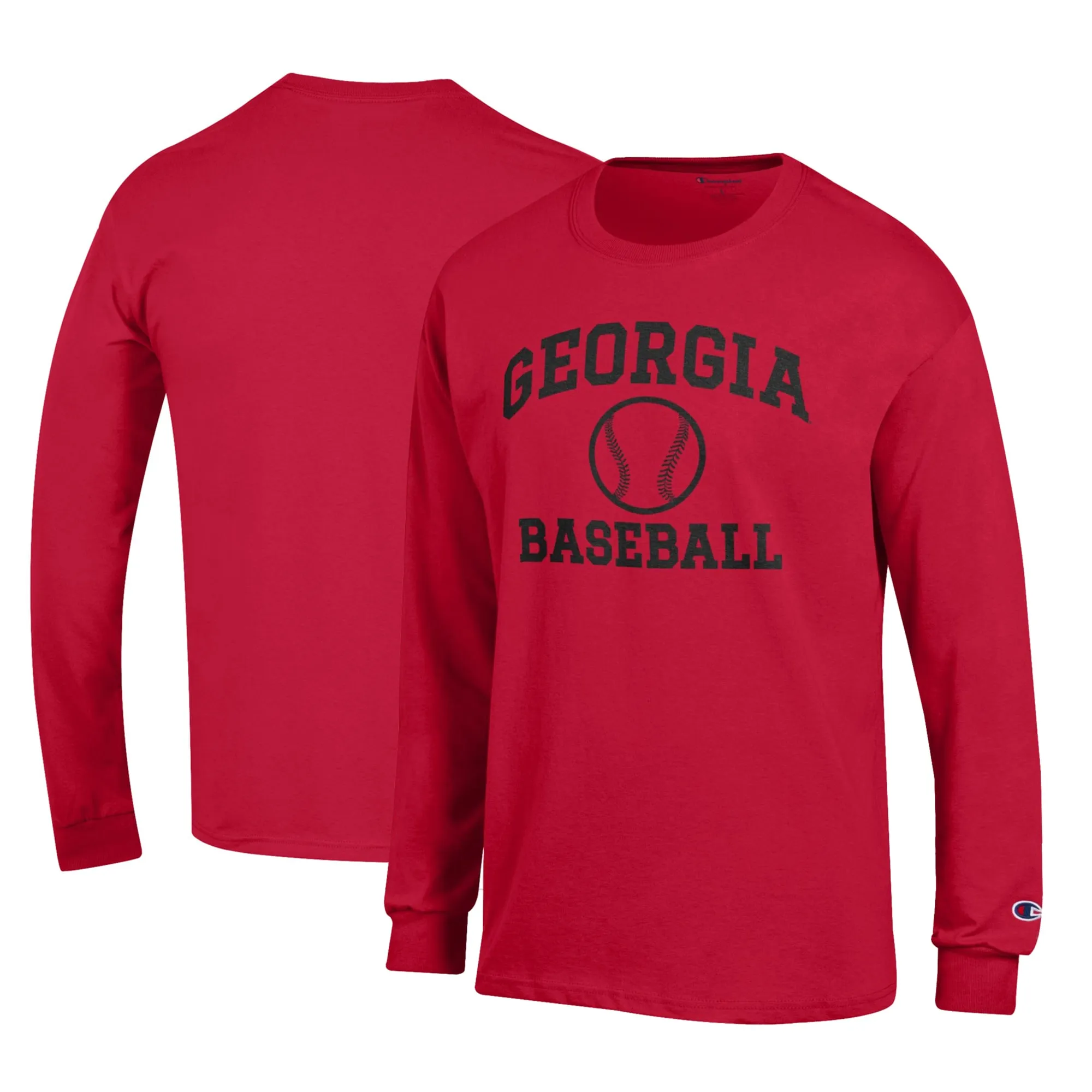 Men's Champion Red Georgia Bulldogs Icon Baseball Long Sleeve T-Shirt