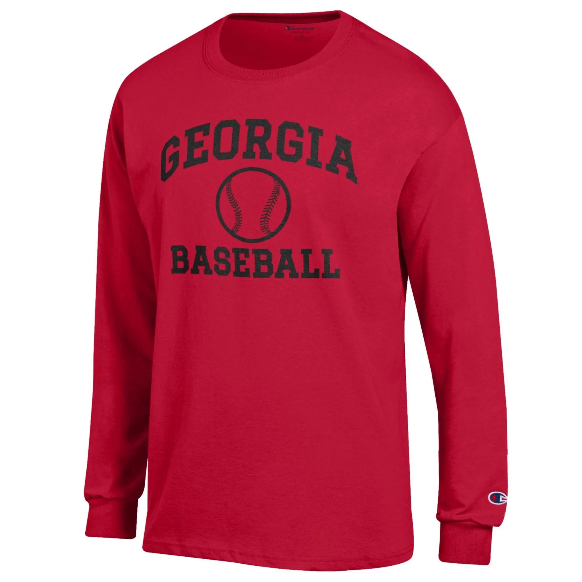 Men's Champion Red Georgia Bulldogs Icon Baseball Long Sleeve T-Shirt