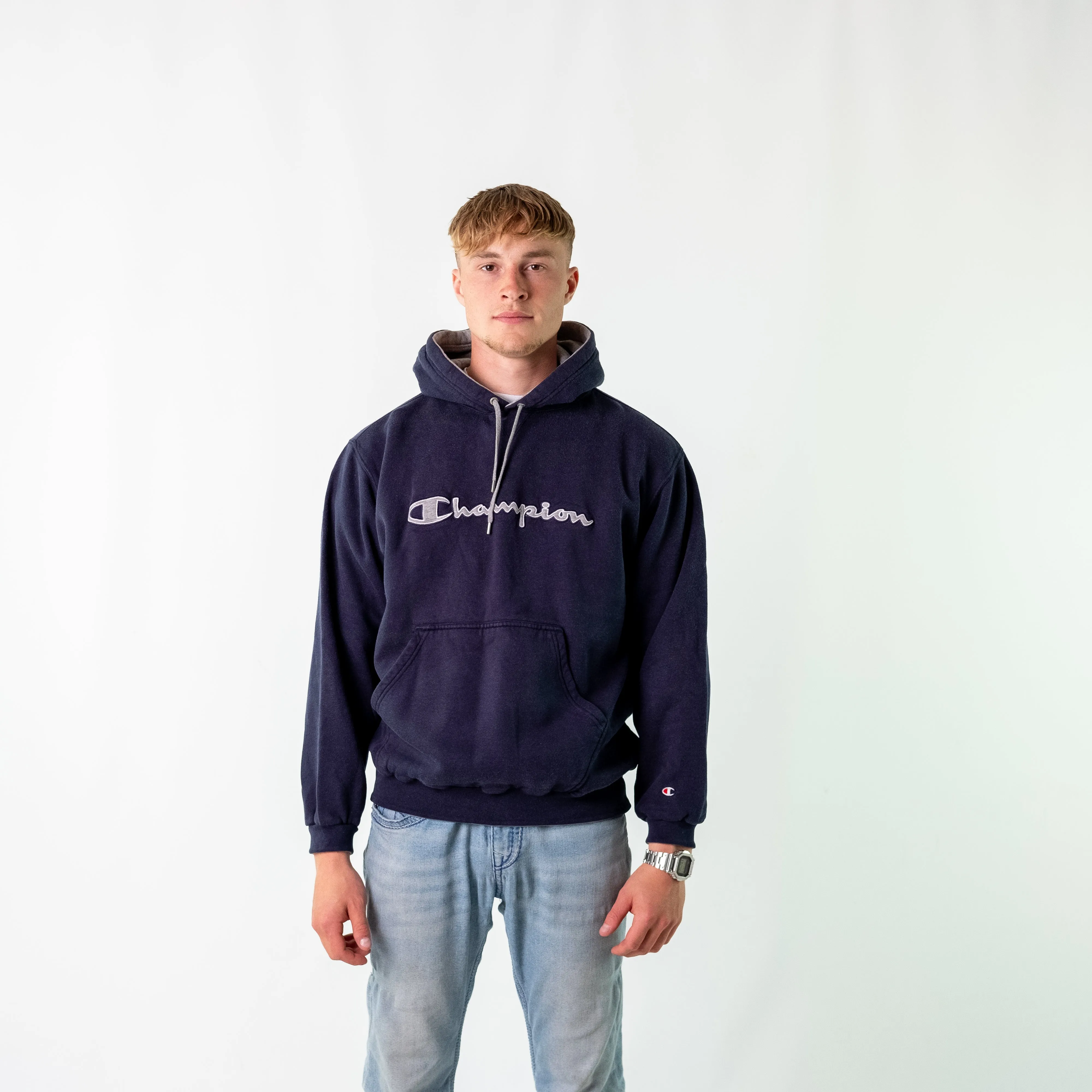 Navy Blue 90s Champion Hoodie (L)