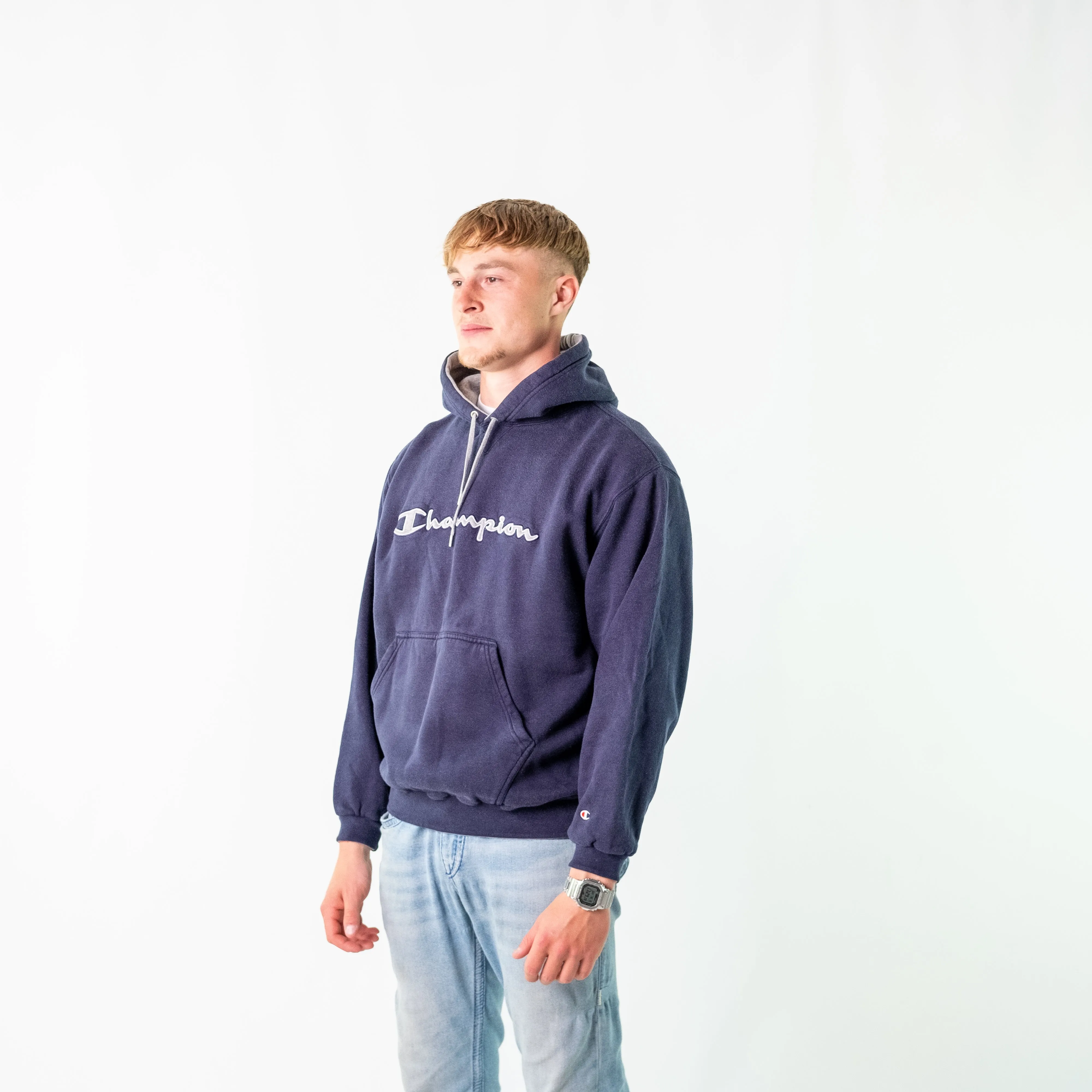 Navy Blue 90s Champion Hoodie (L)