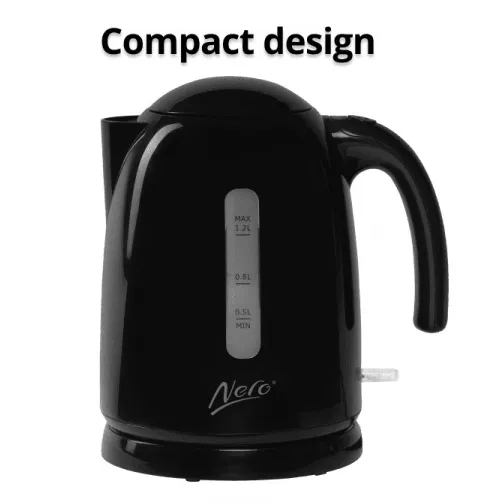 Nero Studio Gloss Black Kettle Premium 1.2L 2200W Water Window