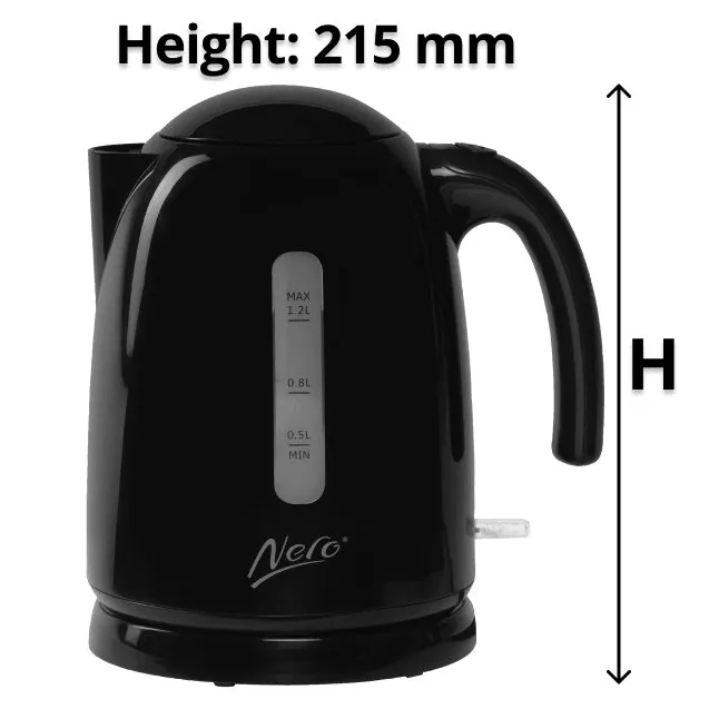 Nero Studio Gloss Black Kettle Premium 1.2L 2200W Water Window