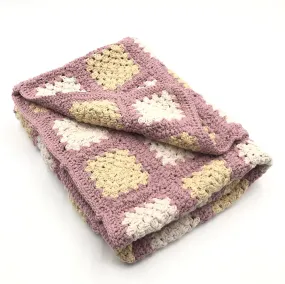 Organic granny square blanket-Dusky pink