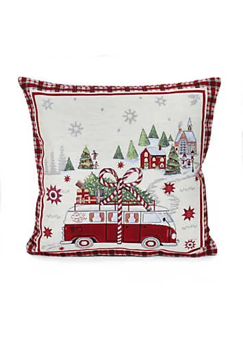 Peggy Wilkins Christmas Camper Van Woven Tapestry 45x45cm Cushion | Kaleidoscope