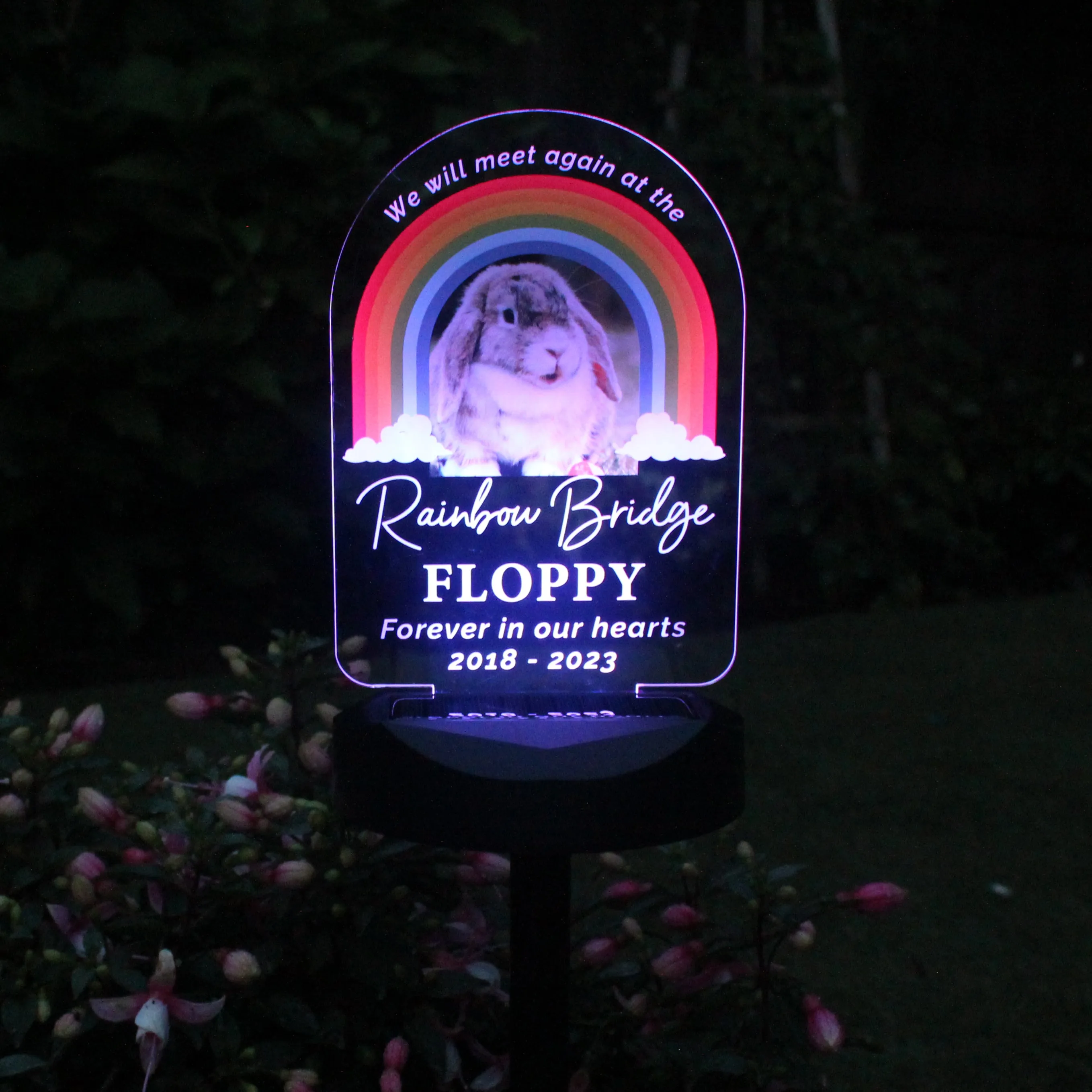 Personalised Rainbow Bridge Pet Memorial Outdoor Solar Light