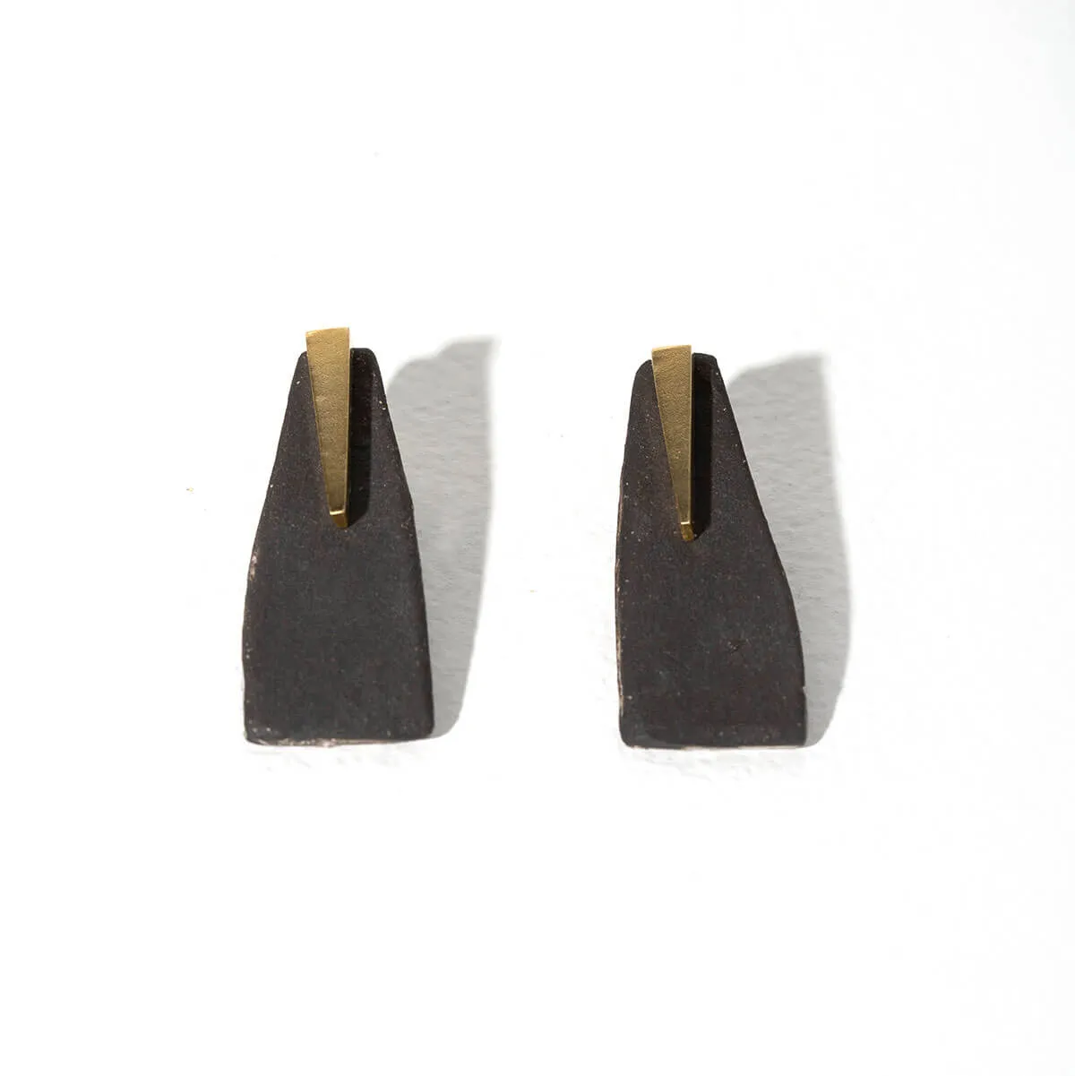 Pillar 2-in-1 Earrings - Charcoal + Brass