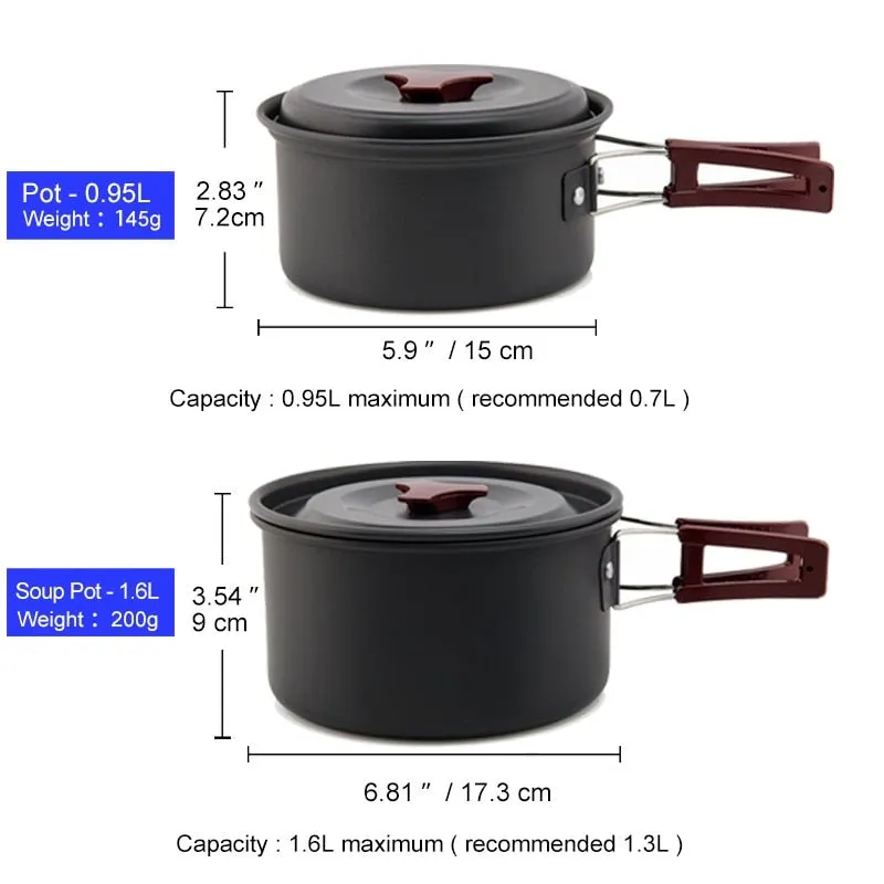 Popote camping / ensemble d'ustensiles de cuisine pour 1/5 personnes Widesea - WS09