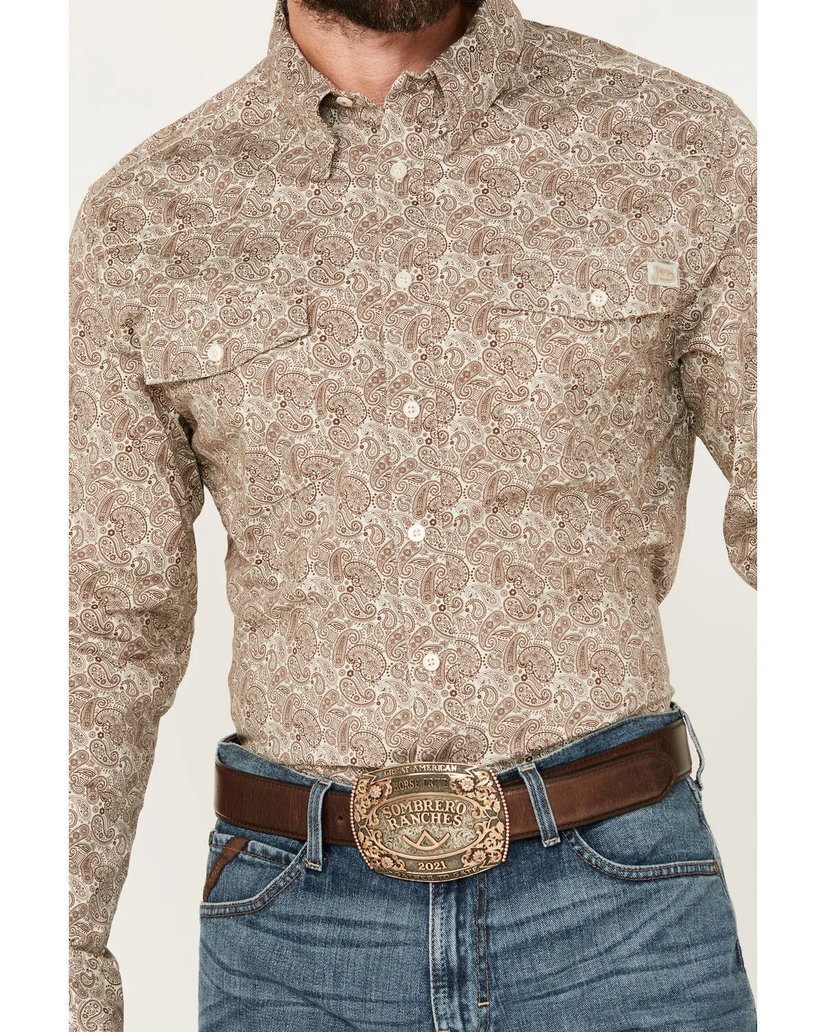 Product Name:  Justin Men's Boot Barn Exclusive Paisley Print JustFlex Long Sleeve Button-Down Western Shirt