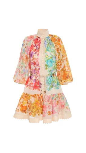 Raie Lantern Mini Dress - Multi Floral