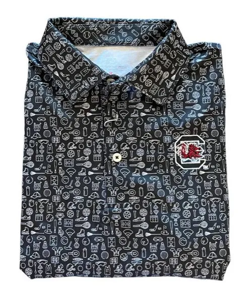 Southern Tide Finally Friday University of South Carolina Polo: Black