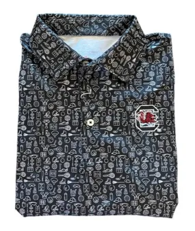 Southern Tide Finally Friday University of South Carolina Polo: Black