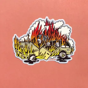 SUV on Fire Sticker