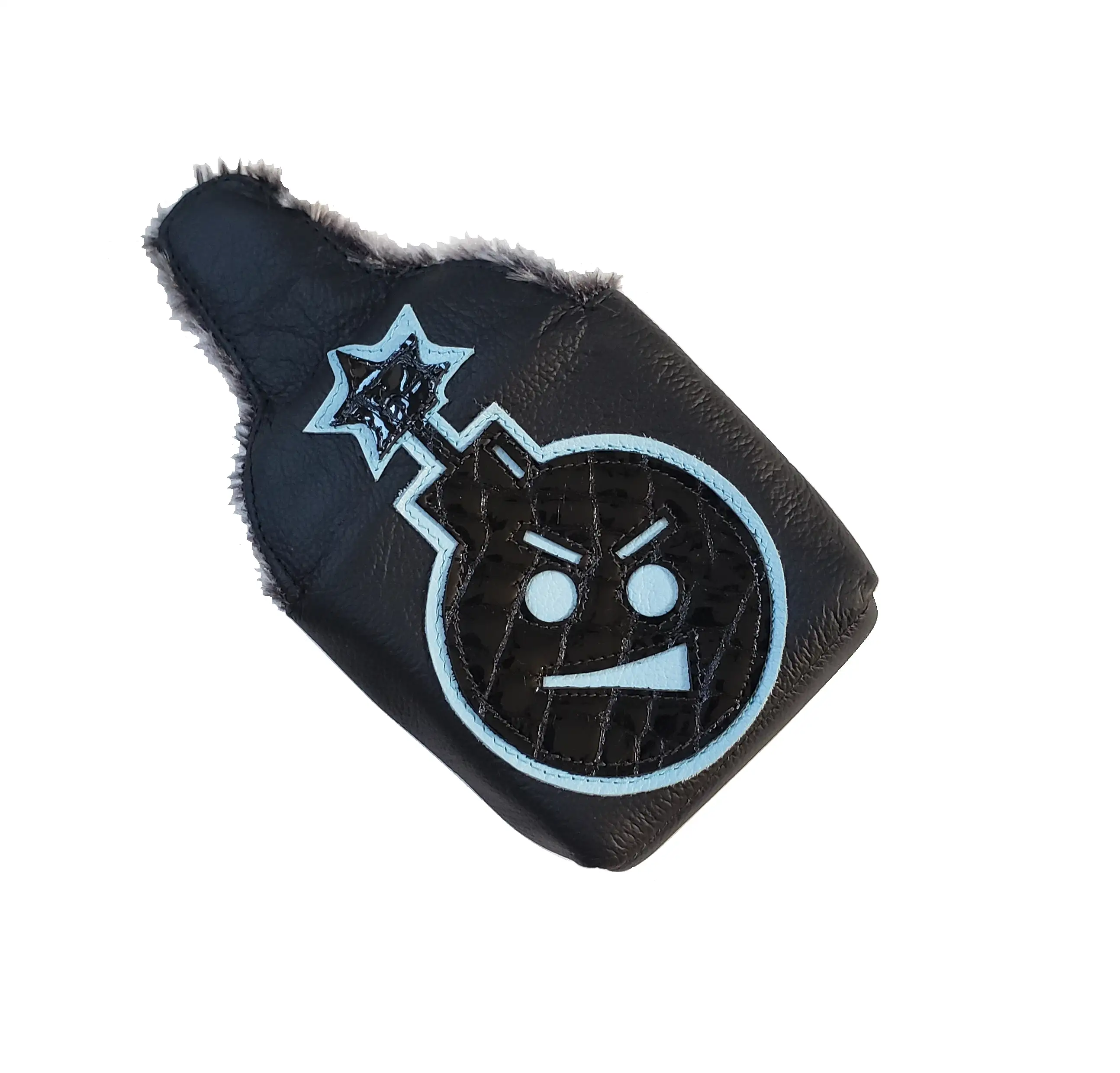 The LTD Edition Black Alligator/ Carolina Blue Angry Bomb Putter Cover