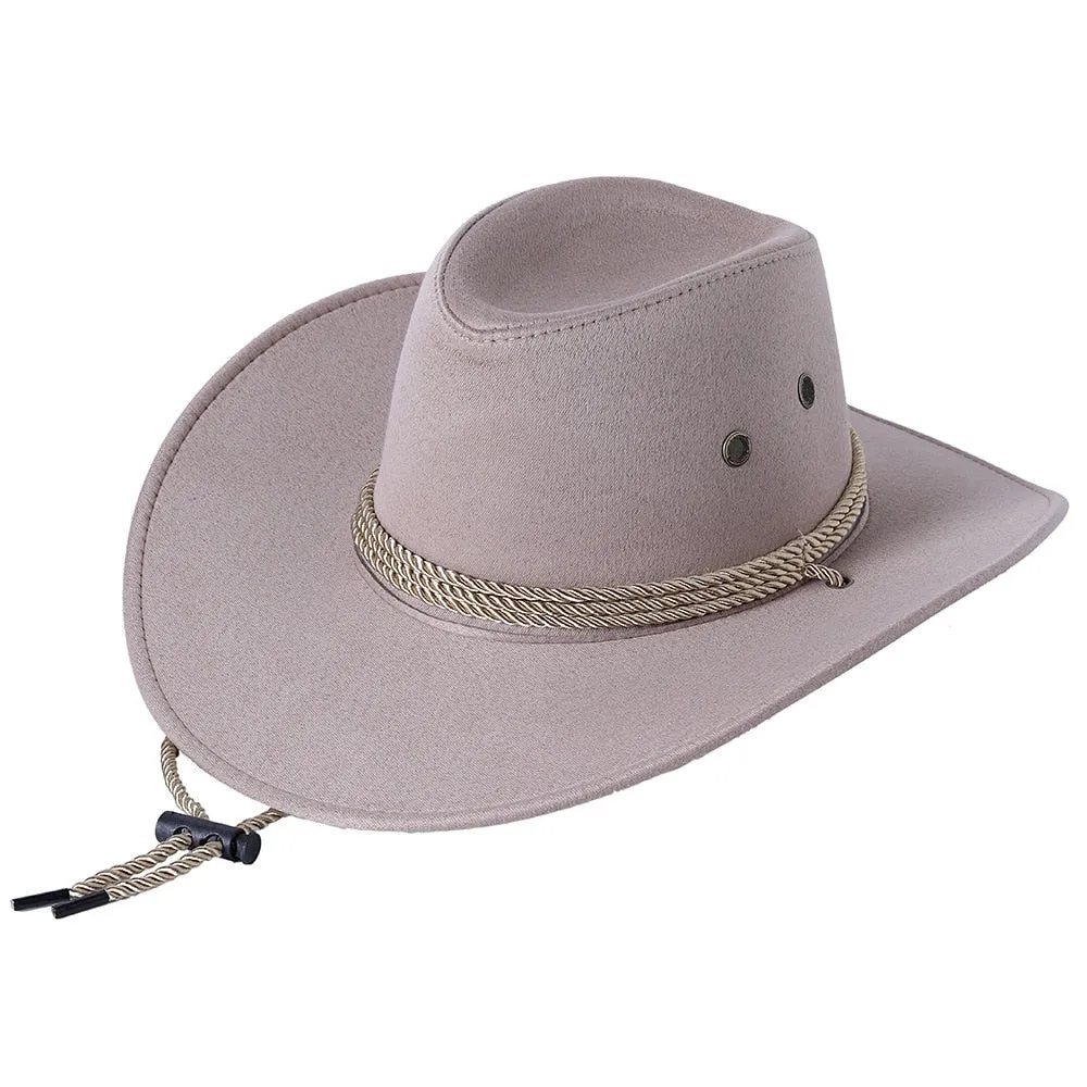 Unisex Western Wide Brim Synthetic Leather Cowboy Outdoor Hat