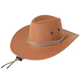 Unisex Western Wide Brim Synthetic Leather Cowboy Outdoor Hat