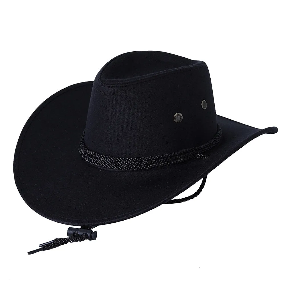 Unisex Western Wide Brim Synthetic Leather Cowboy Outdoor Hat