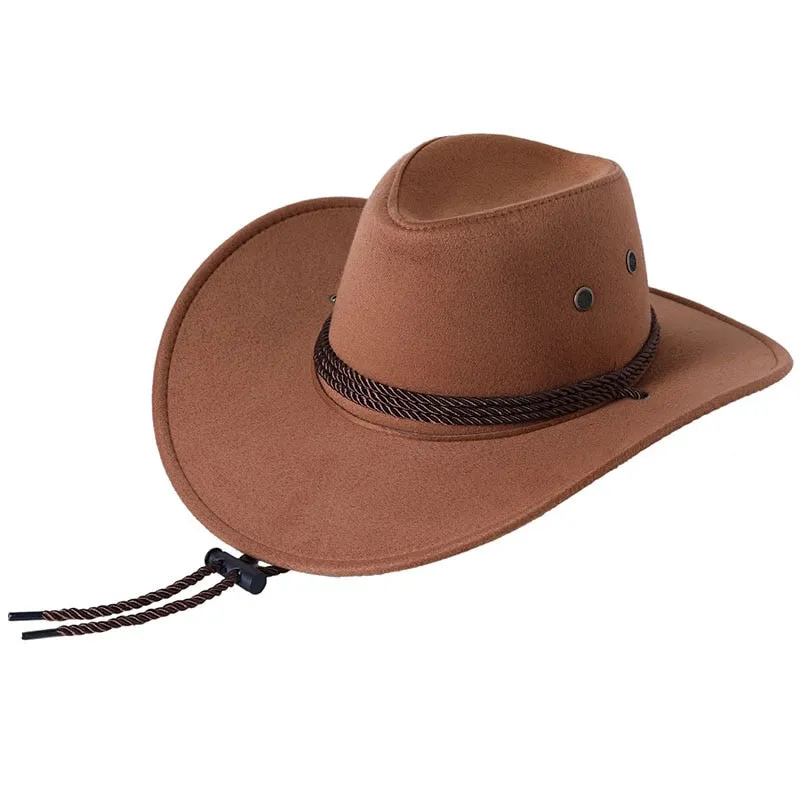 Unisex Western Wide Brim Synthetic Leather Cowboy Outdoor Hat