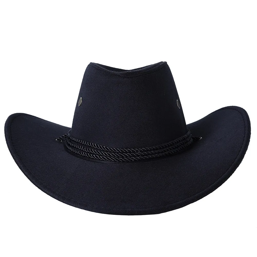 Unisex Western Wide Brim Synthetic Leather Cowboy Outdoor Hat