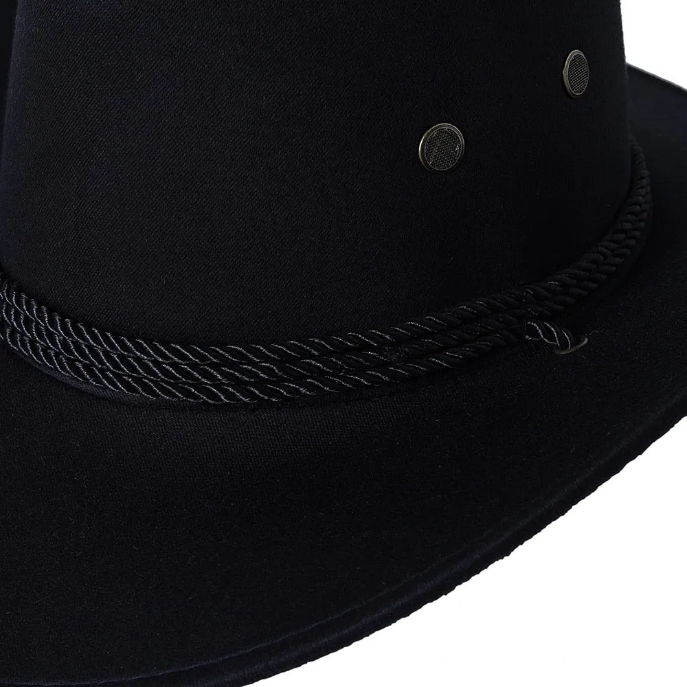 Unisex Western Wide Brim Synthetic Leather Cowboy Outdoor Hat