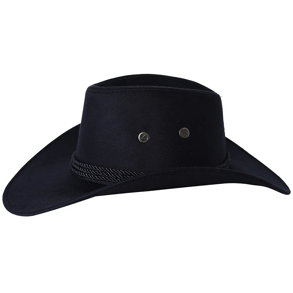 Unisex Western Wide Brim Synthetic Leather Cowboy Outdoor Hat