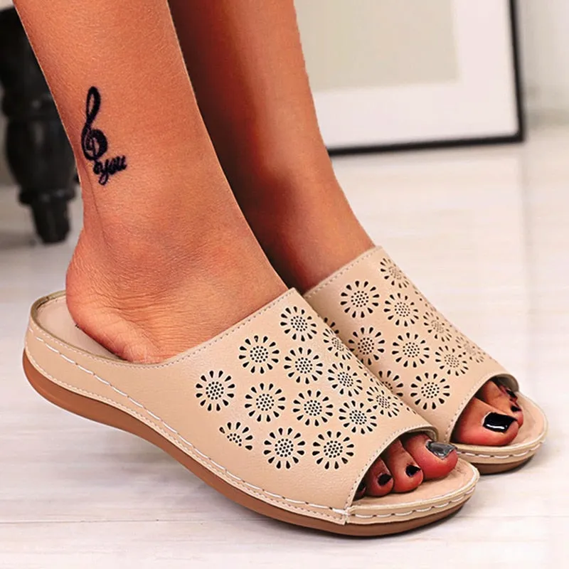 Women's Casual Fashion Solid Color Open Toe Slides Outdoor Sandals