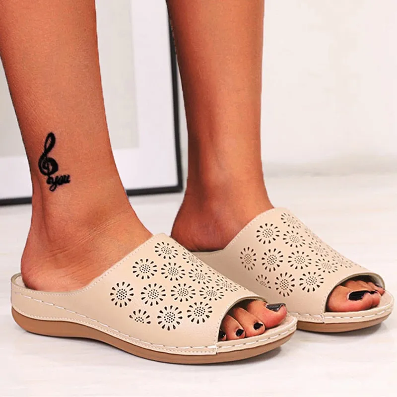 Women's Casual Fashion Solid Color Open Toe Slides Outdoor Sandals