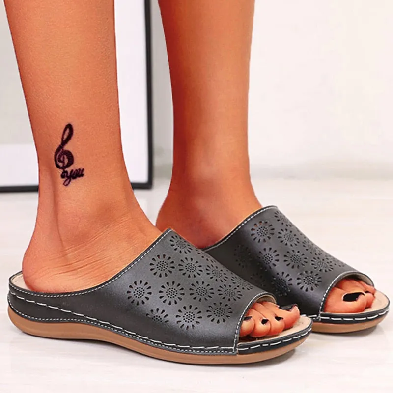 Women's Casual Fashion Solid Color Open Toe Slides Outdoor Sandals