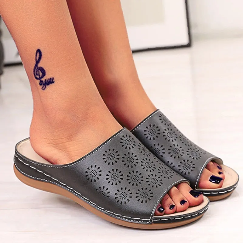 Women's Casual Fashion Solid Color Open Toe Slides Outdoor Sandals