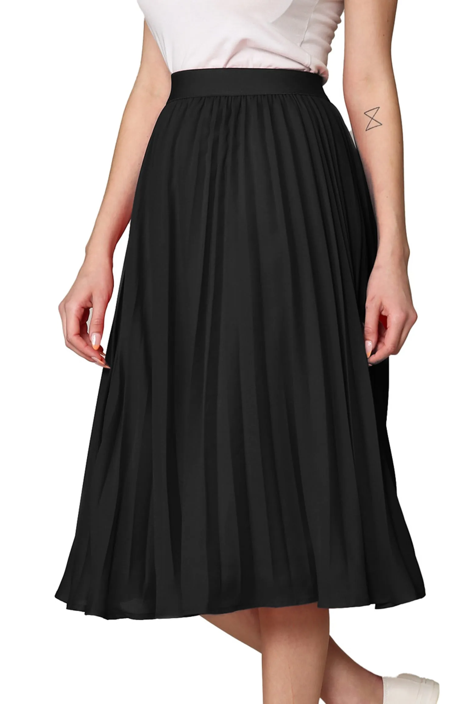 Women's Pleated Swing A-Line Midi Skirt