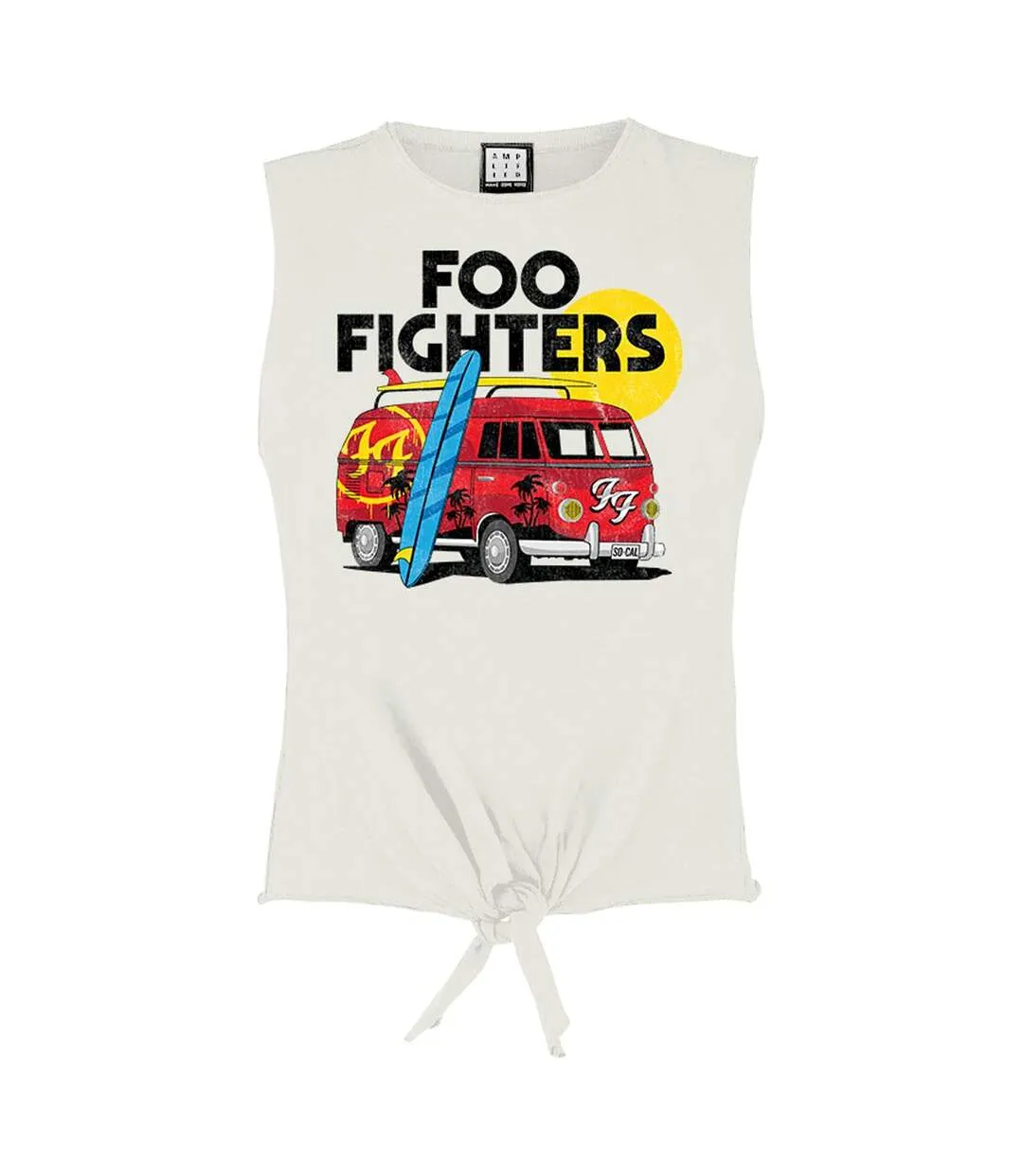 Womens/ladies camper van foo fighters vintage crop top white Amplified