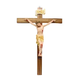 Wood Resin Wall Crucifix - 44cm