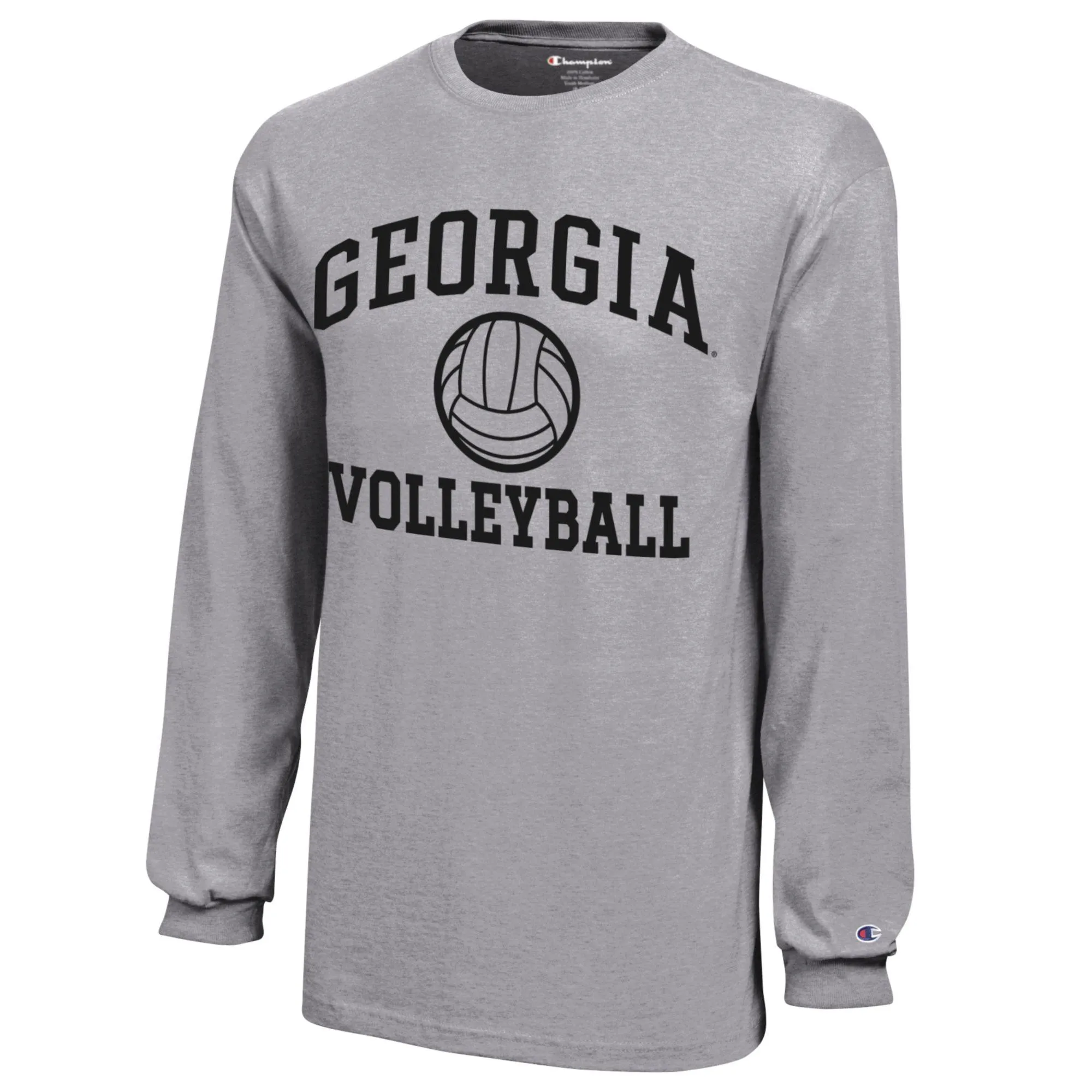 Youth Champion  Gray Georgia Bulldogs Icon Logo Long Sleeve Volleyball T-Shirt