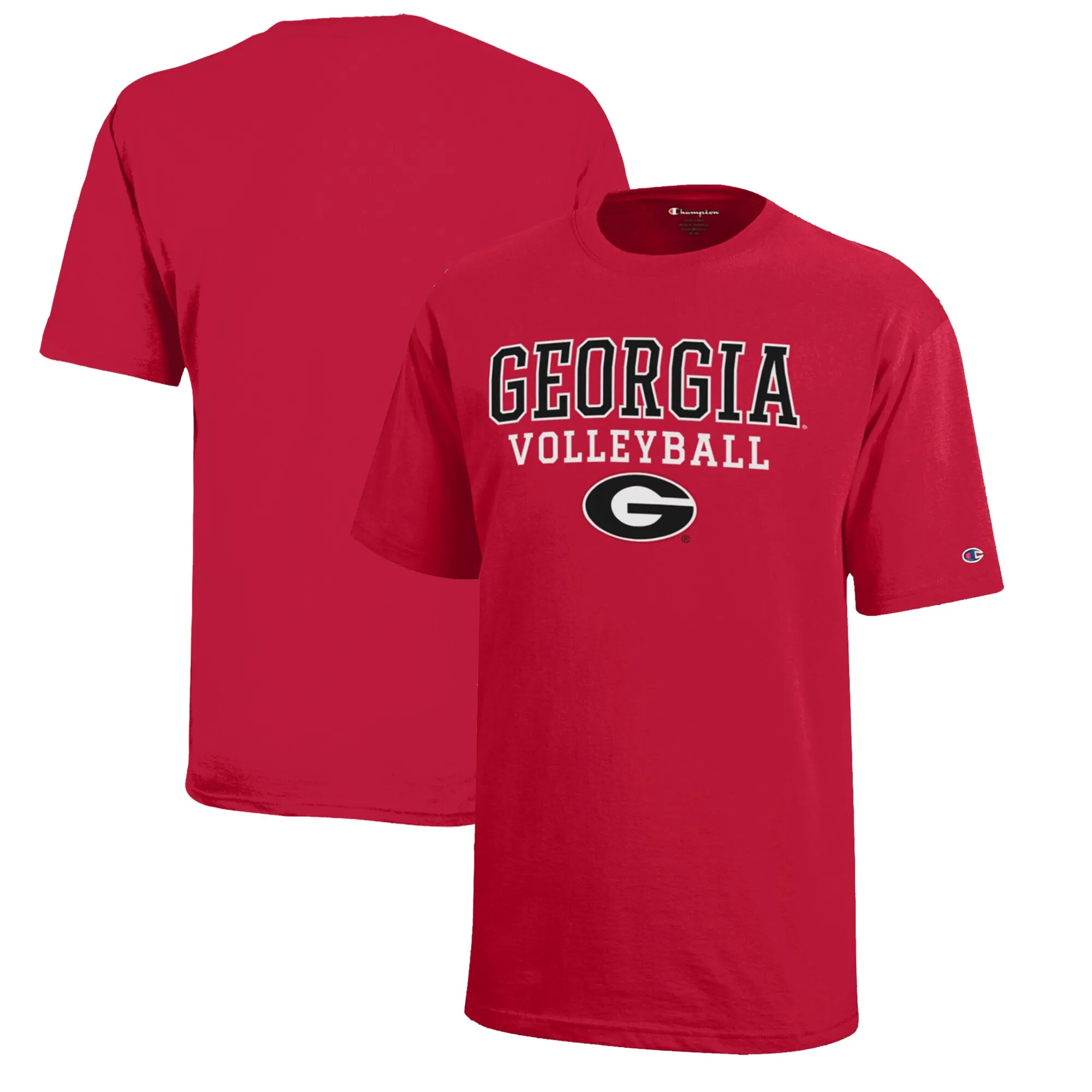 Youth Champion  Red Georgia Bulldogs Stacked Logo Volleyball T-Shirt