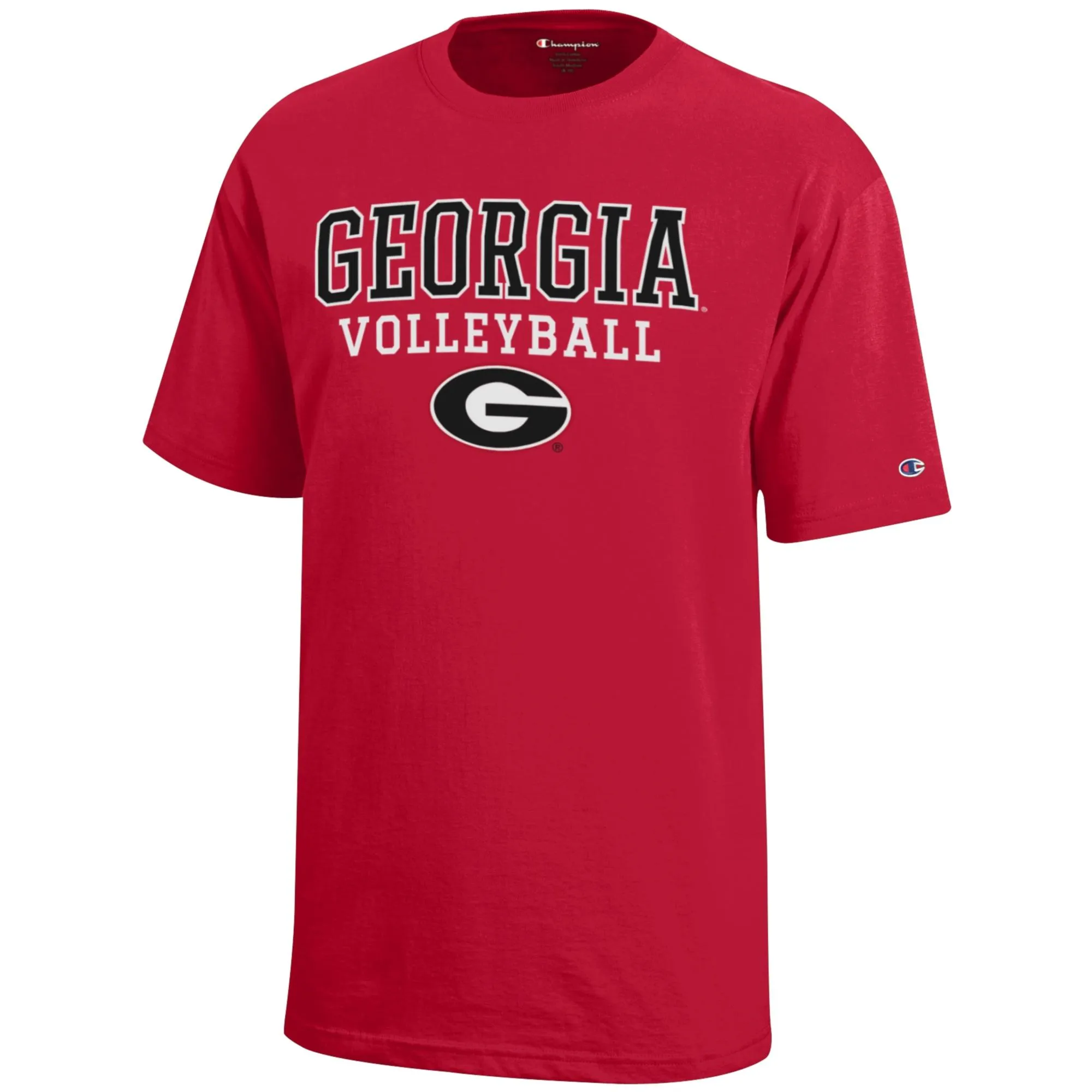 Youth Champion  Red Georgia Bulldogs Stacked Logo Volleyball T-Shirt